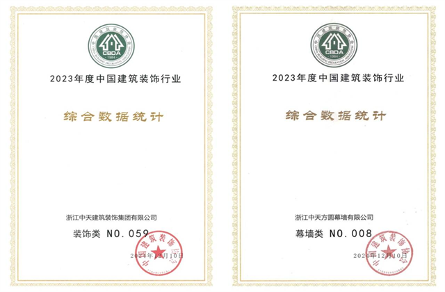 俄罗斯专享会装饰集团位列2023年度中国建筑装饰企业百强59位、幕墙百强第8位